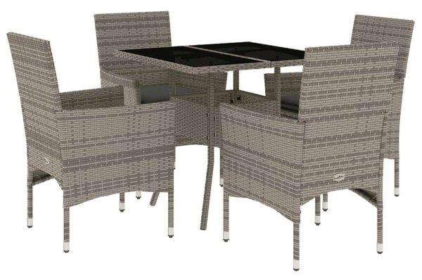 VidaXL 5 részes szürke polyrattan kerti étkezőgarnitúra
