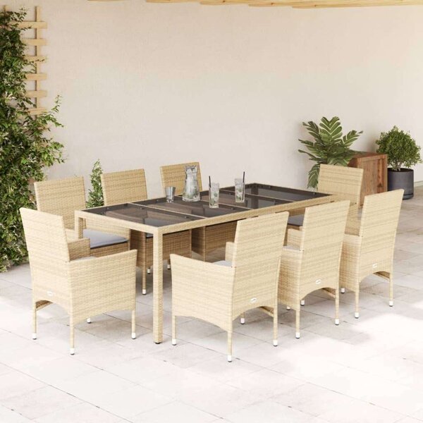 VidaXL Polyrattan Kerti Étkezőgarnitúra - 9 részes - Bézs