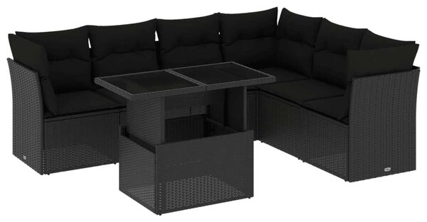 VidaXL Polyrattan Kerti Ülőgarnitúra - 7 részes - Fekete