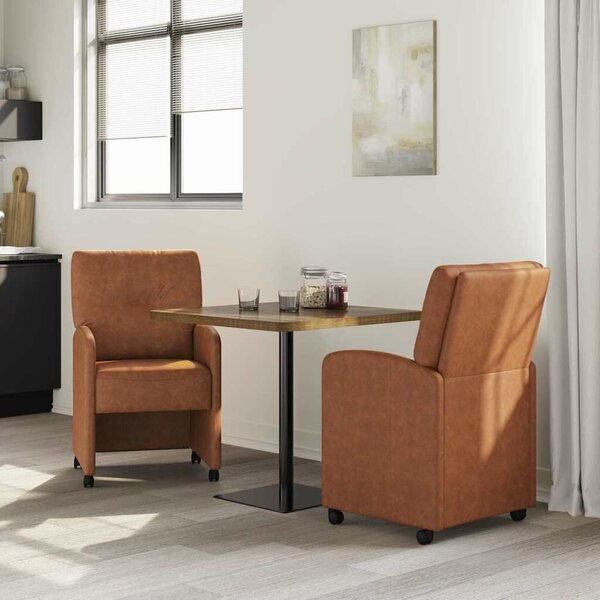 VidaXL Kerekes Étkező Székek 2 pcs Barna 57 x 67 x 95 cm Műbőr