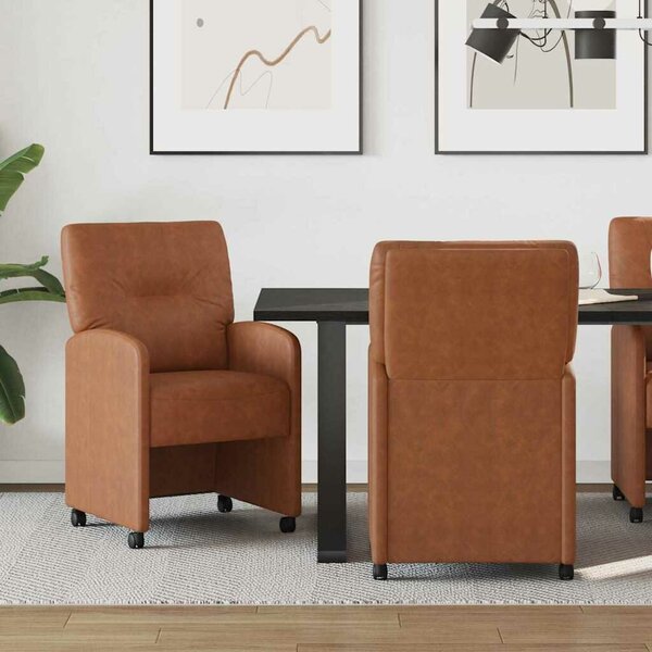 VidaXL Kerekes Étkező Székek 2 pcs Barna 57 x 67 x 95 cm Műbőr