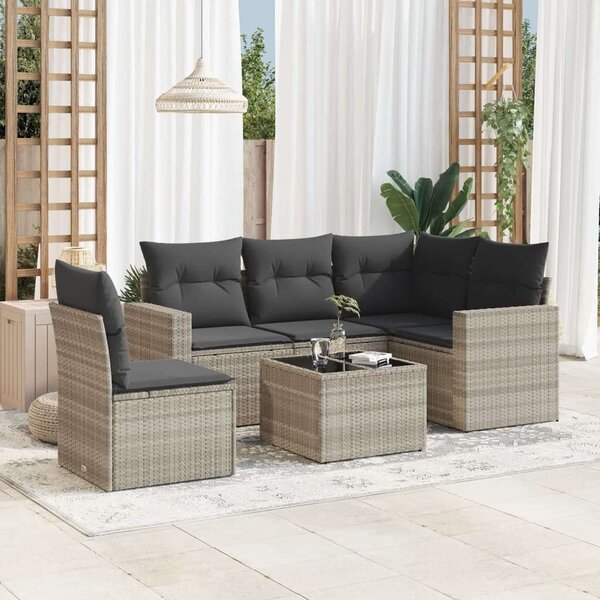 VidaXL Polyrattan Kerti Ülőgarnitúra - 6 részes, Világosszürke