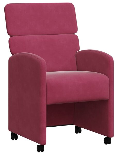 VidaXL Kerekes Étkező Székek 2 pcs bordó 58 x 65 x 98 cm Bársony
