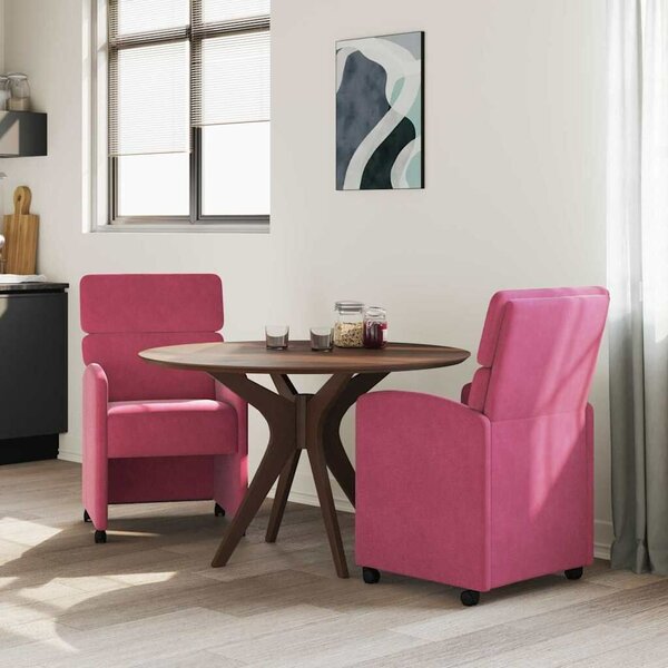 VidaXL Kerekes Étkező Székek 2 pcs bordó 58 x 65 x 98 cm Bársony