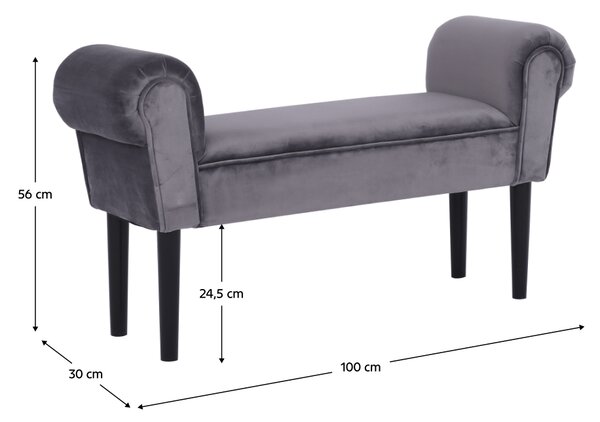 KONDELA Lóca, Velvet szövet, szürke/fekete, BURDA
