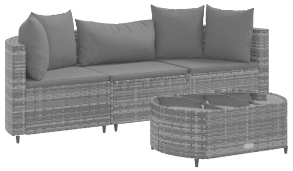 VidaXL Polyrattan Kerti Ülőgarnitúra - 4 részes - Szürke