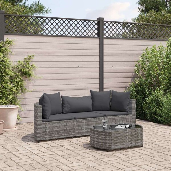 VidaXL Polyrattan Kerti Ülőgarnitúra - 4 részes - Szürke