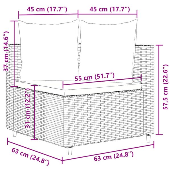VidaXL Polyrattan Kerti Ülőgarnitúra - 3 részes - Barna