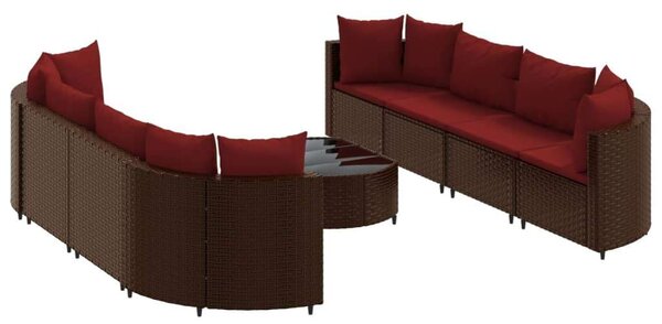 VidaXL Polyrattan Kerti Ülőgarnitúra - 9 részes, Barna