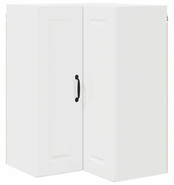 VidaXL Fali sarokszekrény PORTO Magas Fényű Fehér 57 x 57 x 80 cm