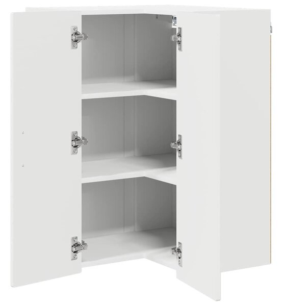 VidaXL Fali sarokszekrény PORTO Magas Fényű Fehér 57 x 57 x 80 cm