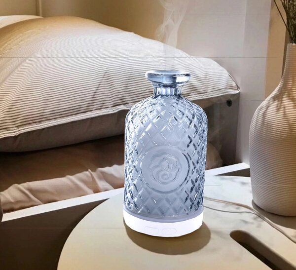 KONDELA Ultrahangos aroma diffúzor, szürke, GILI