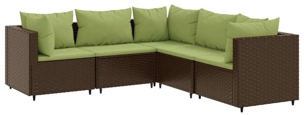 VidaXL 5 részes barna polyrattan kerti ülőgarnitúra párnákkal