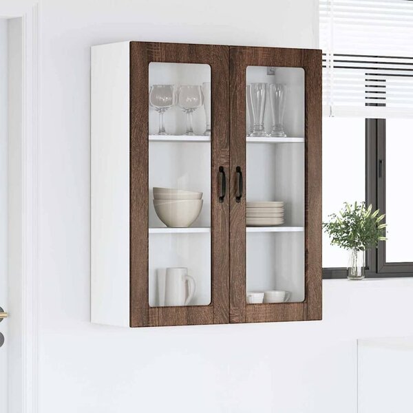 VidaXL Fali üveges szekrény PORTO Barna Tölgy 80 x 31 x 100 cm Faanyag