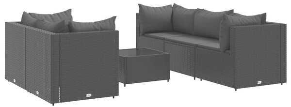 Polyrattan Kerti Ülőgarnitúra - 6 részes - Fekete