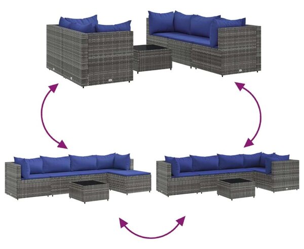 Polyrattan Kerti Ülőgarnitúra - 6 Részes - Szürke