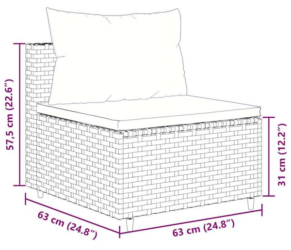 Polyrattan Kerti Ülőgarnitúra - 6 részes - Fekete