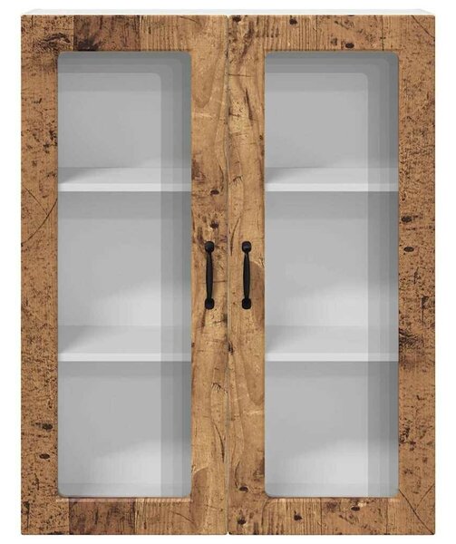 VidaXL Fali üveges szekrény PORTO Öreg fa 80 x 31 x 100 cm Szerelt Fa