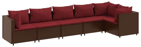 VidaXL 6 részes barna polyrattan kerti ülőgarnitúra párnákkal