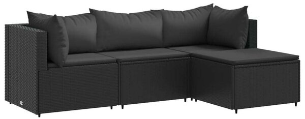 VidaXL Polyrattan Kerti Ülőgarnitúra - 4 részes - Fekete