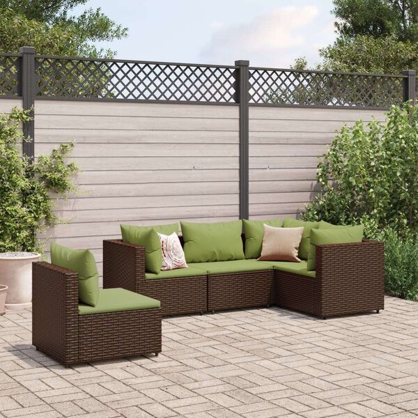 VidaXL 5 részes Kerti Ülőgarnitúra - Barna Polyrattan