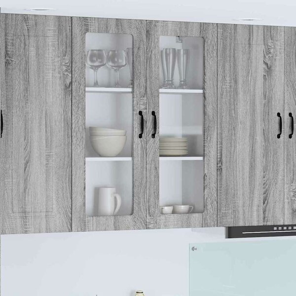 VidaXL Fali üveges szekrény PORTO Szürke Sonoma 80 x 31 x 100 cm