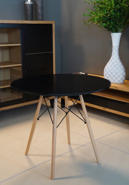AKCIÓ Fekete étkezőasztal OSLO 90x90 II. osztály