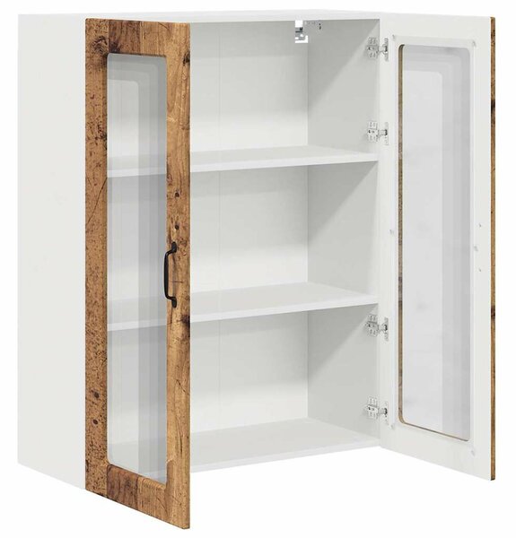 VidaXL Fali üveges szekrény PORTO Öreg fa 80 x 31 x 100 cm Szerelt Fa