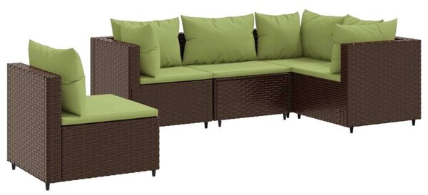 VidaXL 5 részes Kerti Ülőgarnitúra - Barna Polyrattan