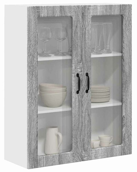 VidaXL Fali üveges szekrény PORTO Szürke Sonoma 80 x 31 x 100 cm