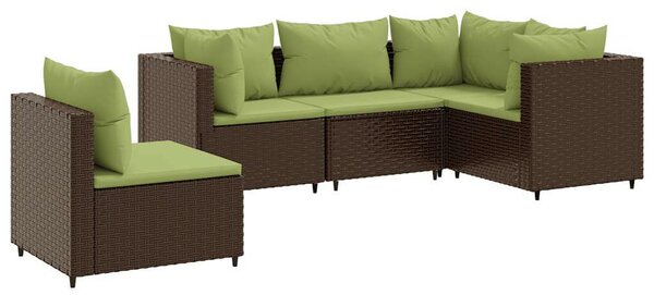 VidaXL 5 részes Kerti Ülőgarnitúra - Barna Polyrattan