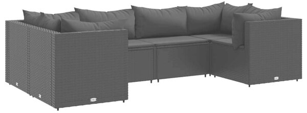 VidaXL Polyrattan Kerti Ülőgarnitúra - 6 részes - Fekete