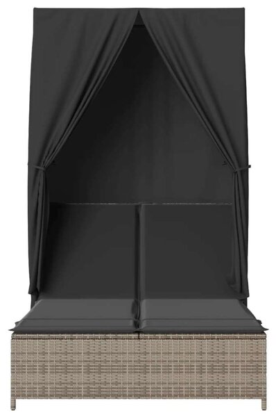 VidaXL Dupla Napozóágy - Polyrattan - Szürke - 197cm