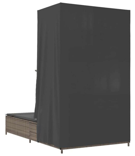 VidaXL Dupla Napozóágy - Polyrattan - Szürke - 197cm