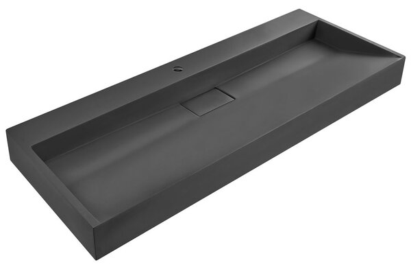 Falra szerelt mosdókagyló QUENKO Fekete 120 x 46 cm Műmárvány
