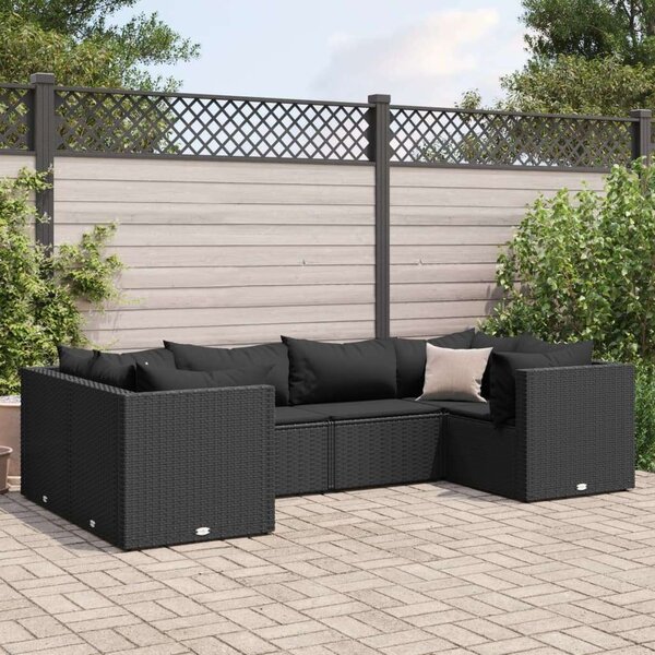 VidaXL Polyrattan Kerti Ülőgarnitúra - 6 részes - Fekete