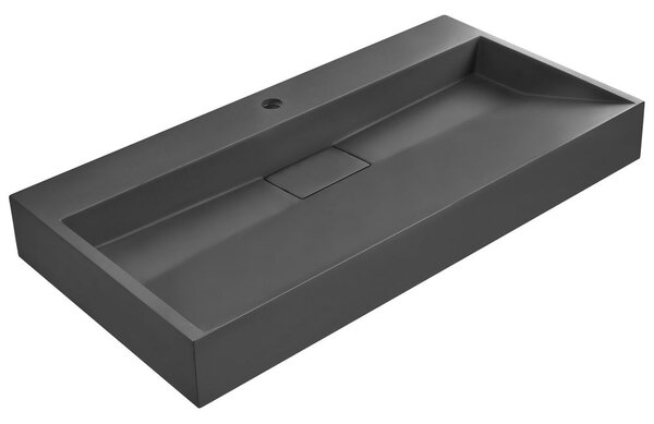 Falra szerelt mosdókagyló QUENKO Fekete 90 x 46 cm Műmárvány
