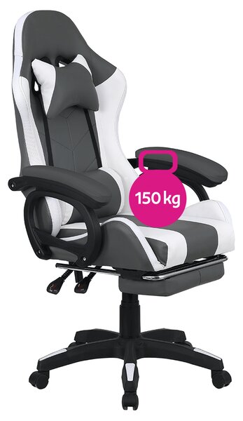KONDELA Irodai/gamer szék RGB LED világítással, fekete/fehér, JOVELA