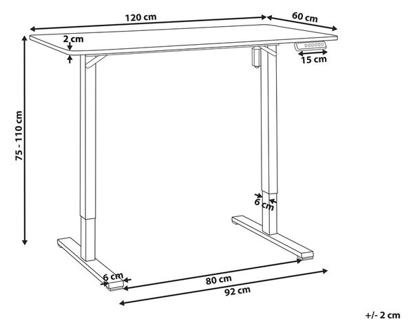 Elektromosan állítható asztal TAVARES Barna/fekete 120 cm 60 cm