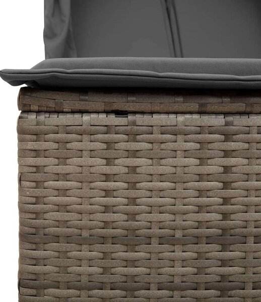 VidaXL Dupla Napozóágy - Polyrattan - Szürke - 197cm
