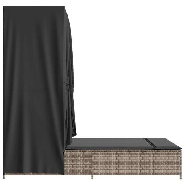 VidaXL Dupla Napozóágy - Polyrattan - Szürke - 197cm
