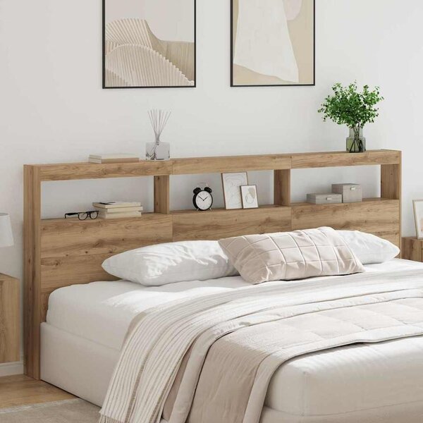 VidaXL Fejtámla polcokkal Artisan tölgy 220 x 17 x 102 cm Faanyag