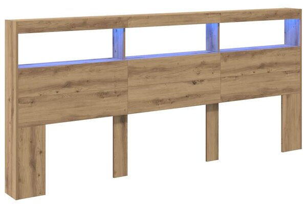 VidaXL Fejtámla polcokkal Artisan tölgy 220 x 17 x 102 cm Faanyag
