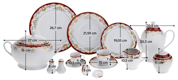 TEMPO-KONDELA GARIDA TYP 2, étkészlet, 57 db-os szett, porcelán