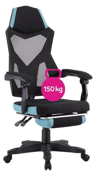KONDELA Irodai/gamer szék, fekete/neomint, teherbírás 150 kg, JORIK NEW