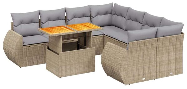 VidaXL Polyrattan Kerti Ülőgarnitúra - 9 részes - Bézs