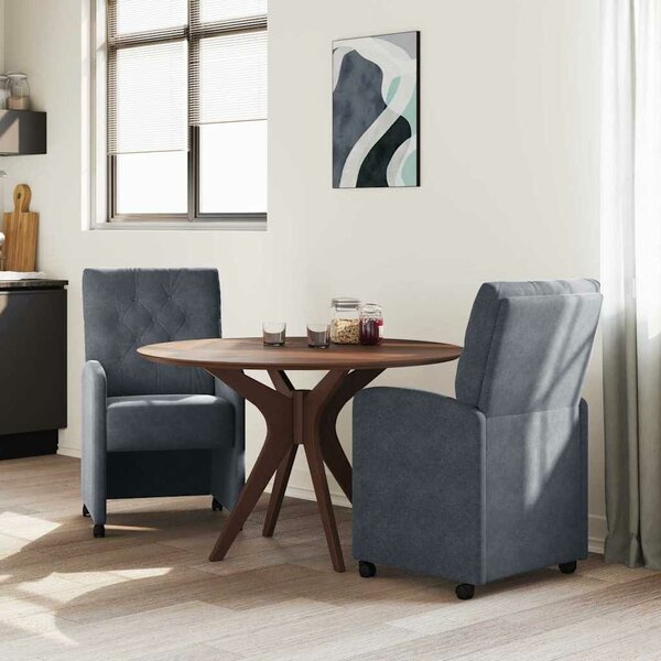 VidaXL Kerekes Étkező Székek 2 pcs Sötétszürke 58 x 67 x 97 cm Bársony