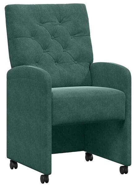 VidaXL Kerekes Étkező Székek 2 pcs Sötétzöld 58 x 67 x 97 cm Bársony