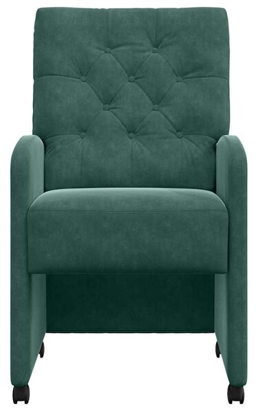VidaXL Kerekes Étkező Székek 2 pcs Sötétzöld 58 x 67 x 97 cm Bársony