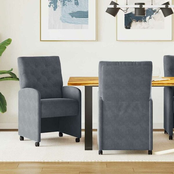 VidaXL Kerekes Étkező Székek 2 pcs Sötétszürke 58 x 67 x 97 cm Bársony